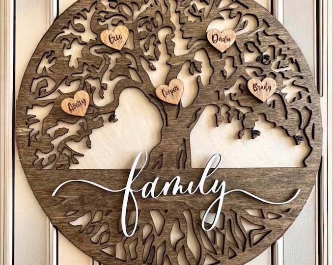 Family Tree Sign Wooden Family Personalized Mothers Day Gift Customized Family Tree Gift for Grandma Rustic Wooden Wall Decor Custom Sign