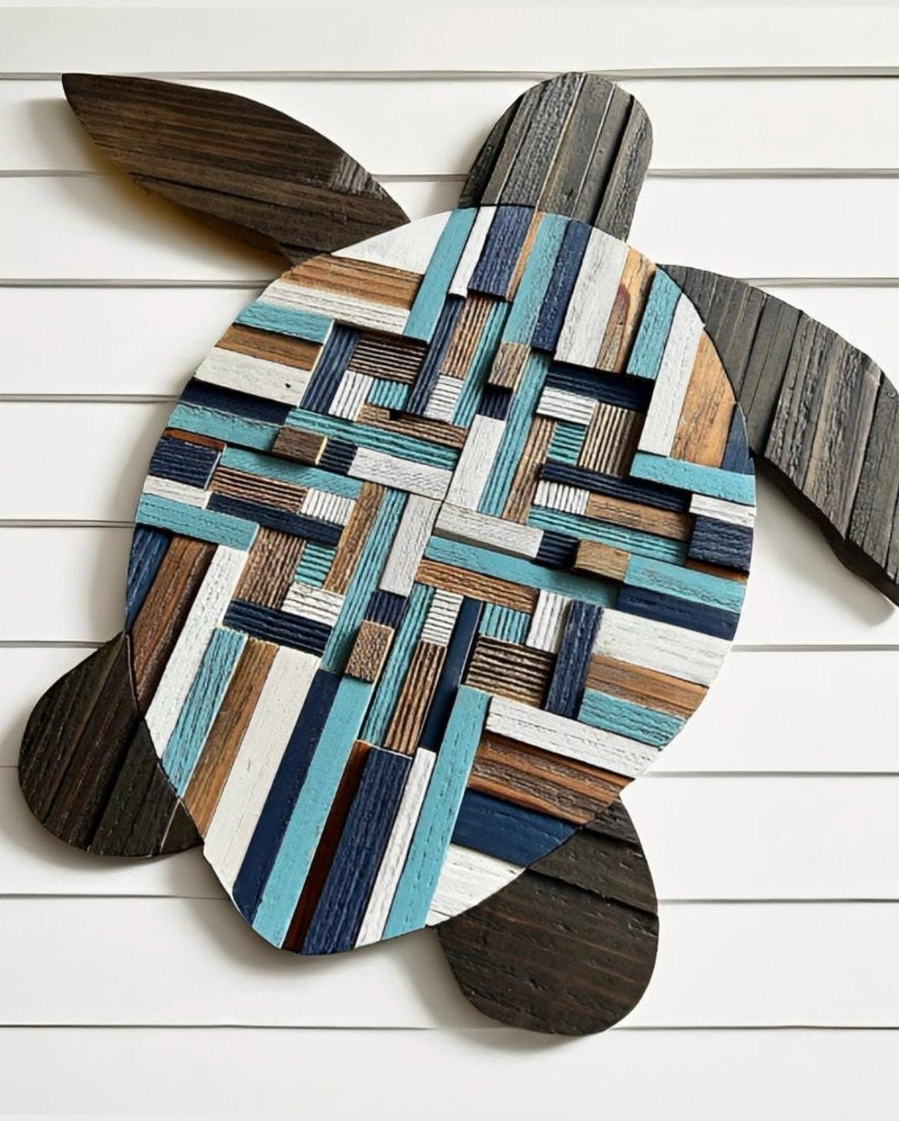Handmade Reclaimed Wood Sea Turtle Wall Art: Coastal Decor - Etsy