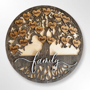 Family Tree Sign Personalized Wooden Mothers Day Gift Idea Customized Gift for Grandma Rustic Wooden Wall Decor Custom Christmas gift