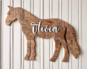 Personalized Horse Name Sign: Rustic Wood Equestrian Wall Decor