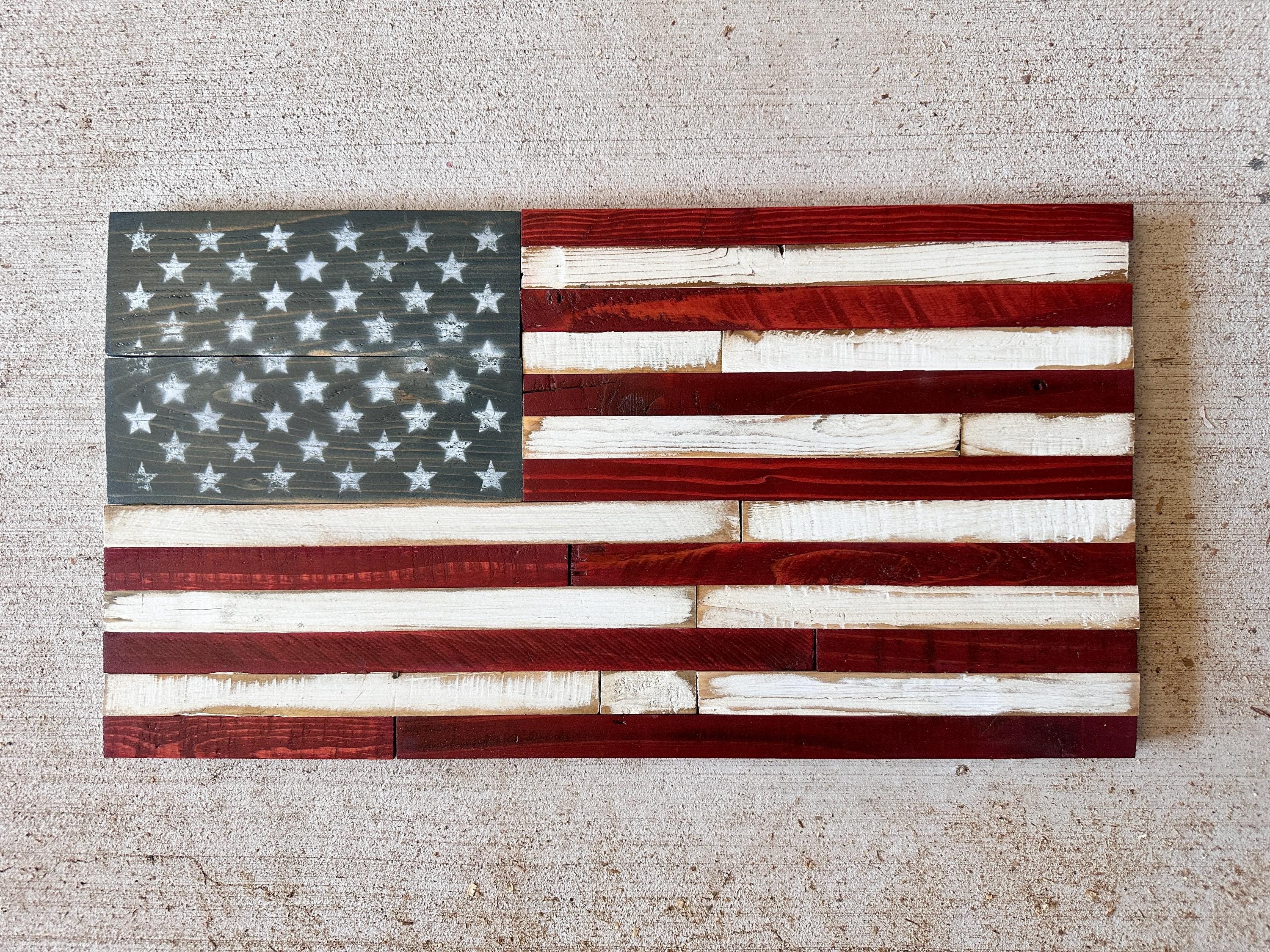 Wooden American Flag | Rustic Sign | Fathers Day Gift Idea | Patriotic | Handmade Farmhouse Style | Gift for him | Weathered USA |