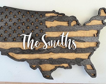 250th Anniversary American Flag Personalized Wooden Sign
