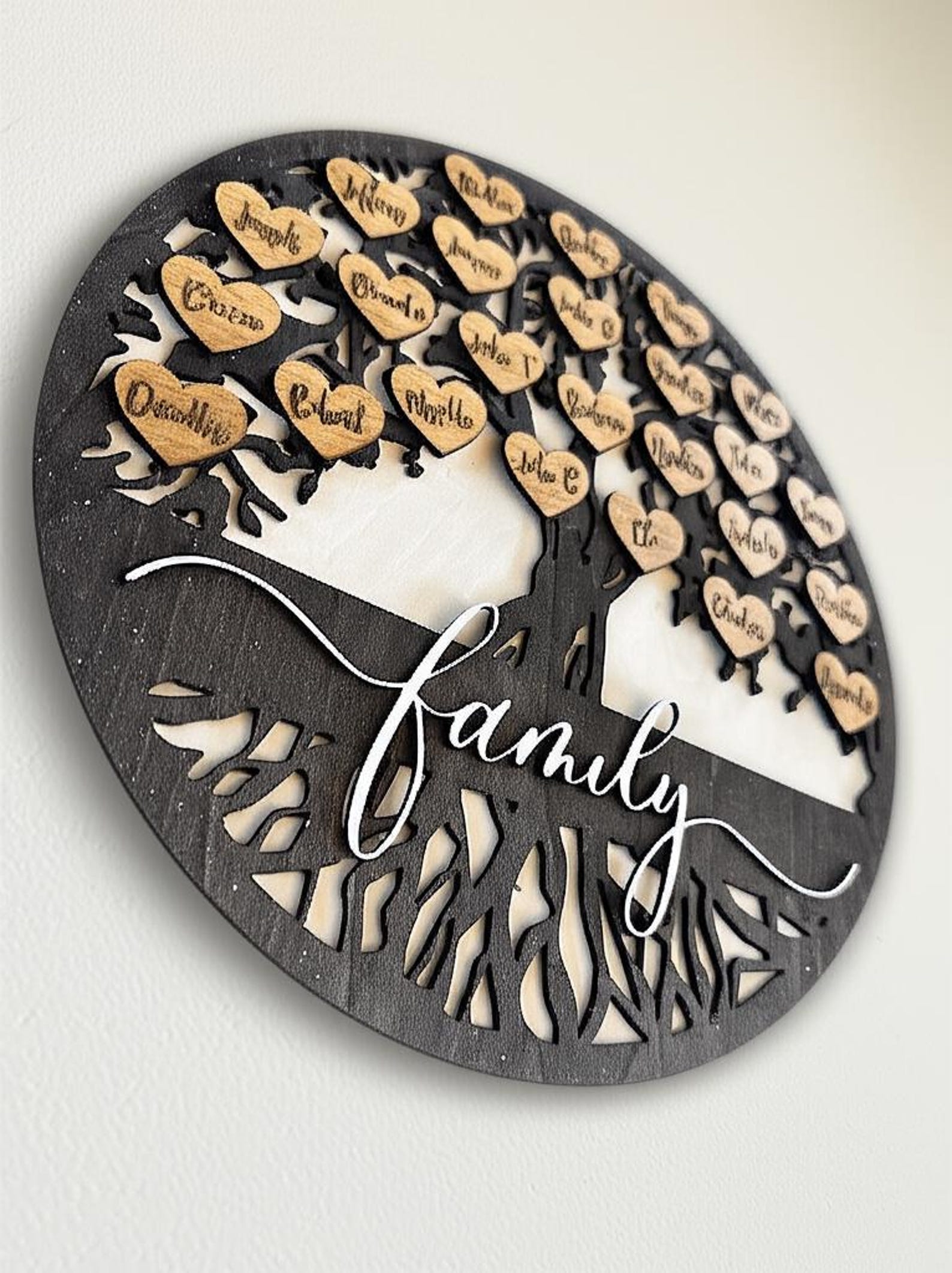 Personalized Family Tree Sign Rustic Wood Wall Decor Custom Names