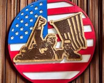 Fathers Day Gift Idea Patriotic American Flag Donald Trump MAGA 4th of July Decor Wall Sign