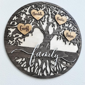 Rustic Family Tree Sign Personalized Family Tree Sign: Rustic Wood Wall Decor, Custom Names - Etsy