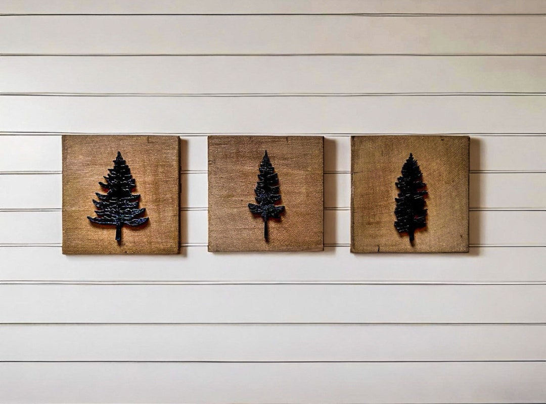 Rustic Tree Woodblock Rustic Wood Tree Wall Art: Farmhouse Decor, Reclaimed Wood Set - Etsy