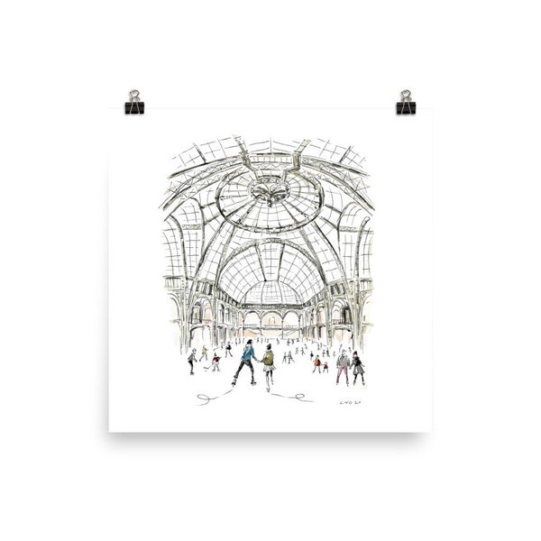 Print: Ice skating in the Grand Palais