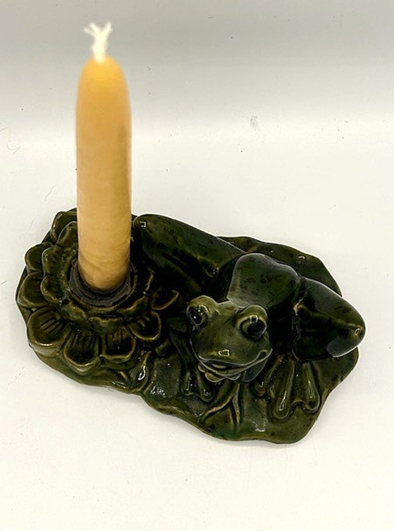 Vintage Pottery Frog With Candlestick Holder - Etsy