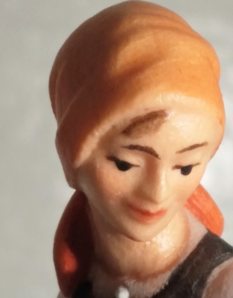 Vintage Anri Carved Wood Figurine Hand Painted Women With Etsy