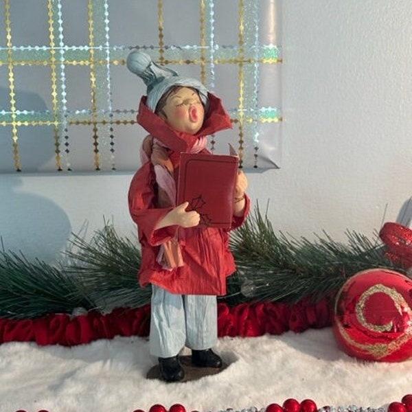 Vintage Handmade Paper Mache Caroler Boy 1980s