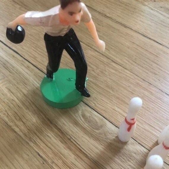 Vintage Bowling Cake Topper Set From 1950s Bowler With Ball Etsy