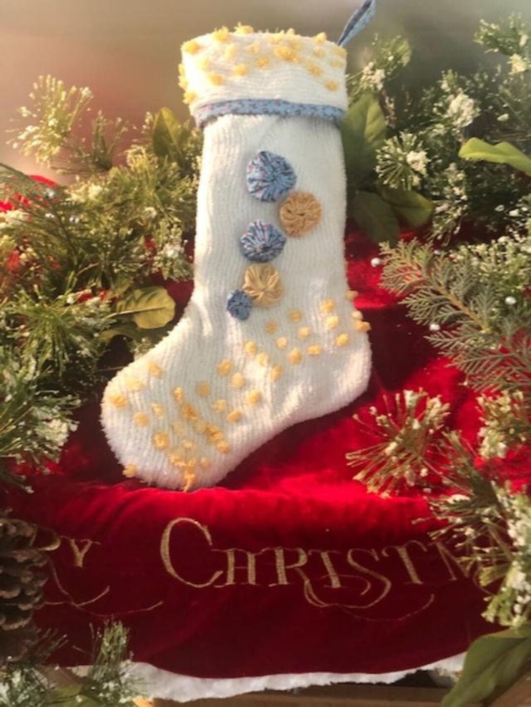 Nostalgic Vintage Lined Chenille Christmas Stocking Etsy