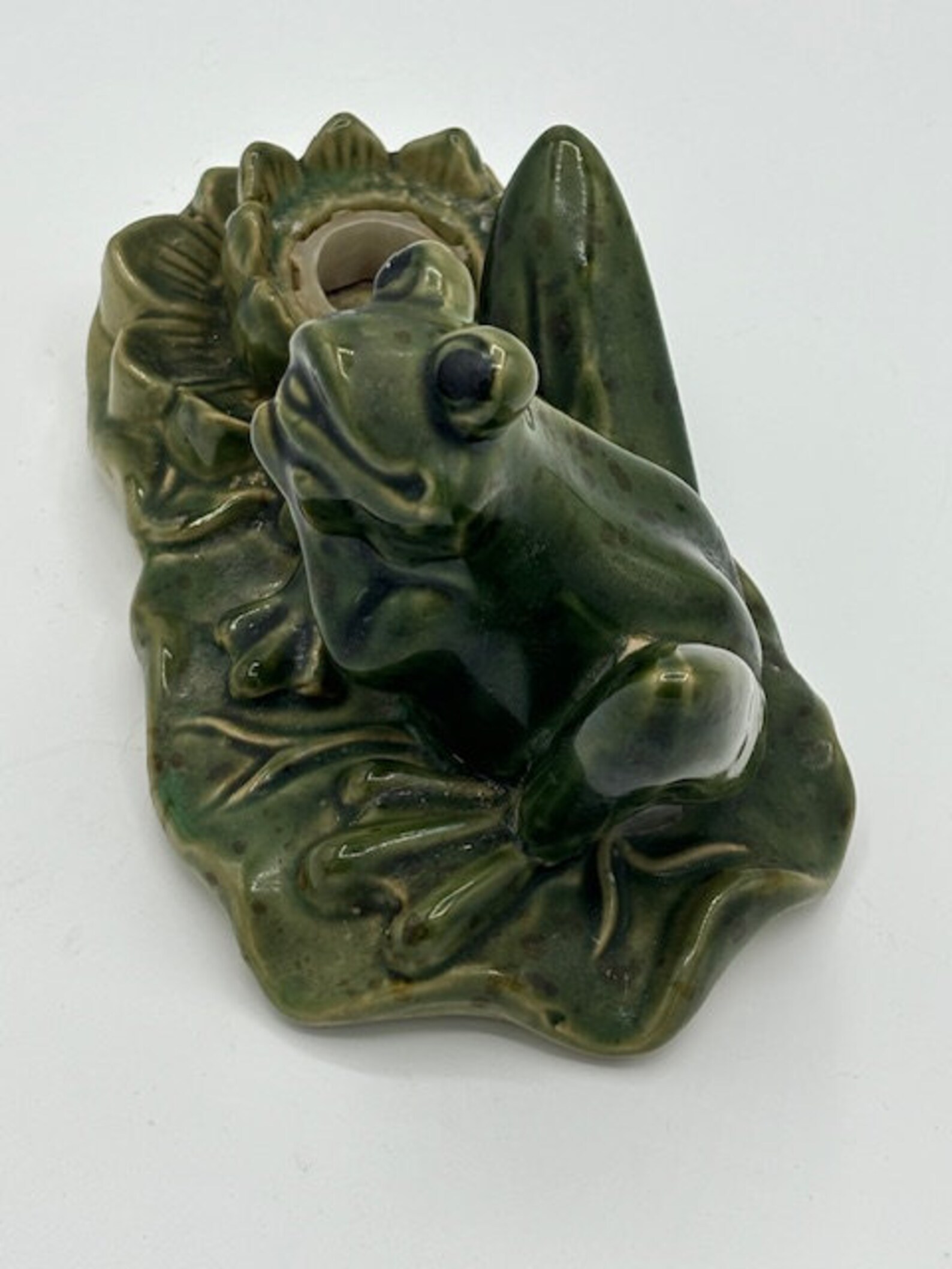 Vintage Pottery Frog With Candlestick Holder - Etsy