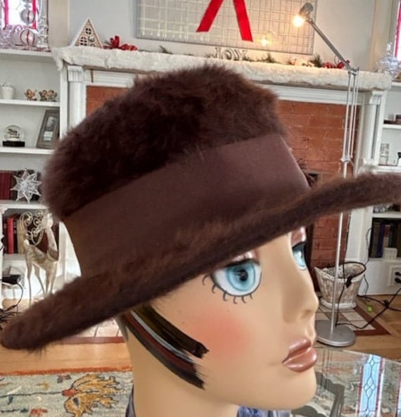 Vintage Ladies Brown Fur Hat With Brown Ribbon - Etsy