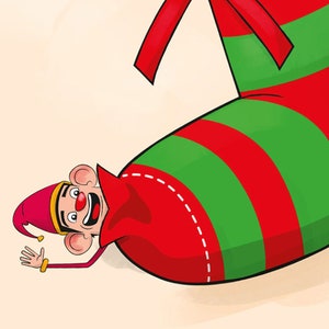 Postal - Wupperwichtel en el calcetín / Tarjeta de Navidad / Navidad / Elfos / Tarjeta regalo