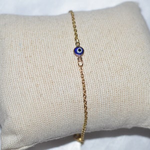 Evil Eye minimalistisches Fußkettchen mit blauen Perlen, vergoldetes zierliches Fußkettchen