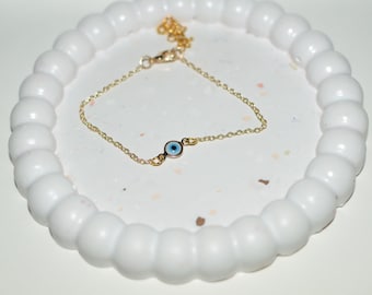 Gold Plated Evil Eye Bracelet, Dainty Protection Jewelry