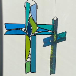 Handmade Stained-Glass Cross Suncatcher