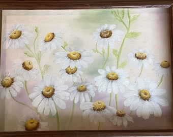 Daisy original oil painting.  "Dancing Daisies", oil on 11X14 inch stretched canvas.