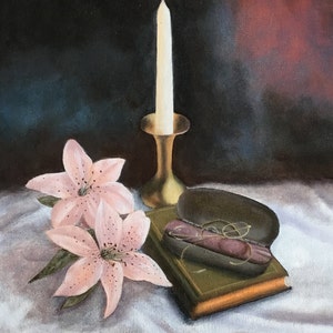 Original oil painting.  “Grandma’s Glasses,” an 11 by 14 inch painting on stretched canvas.