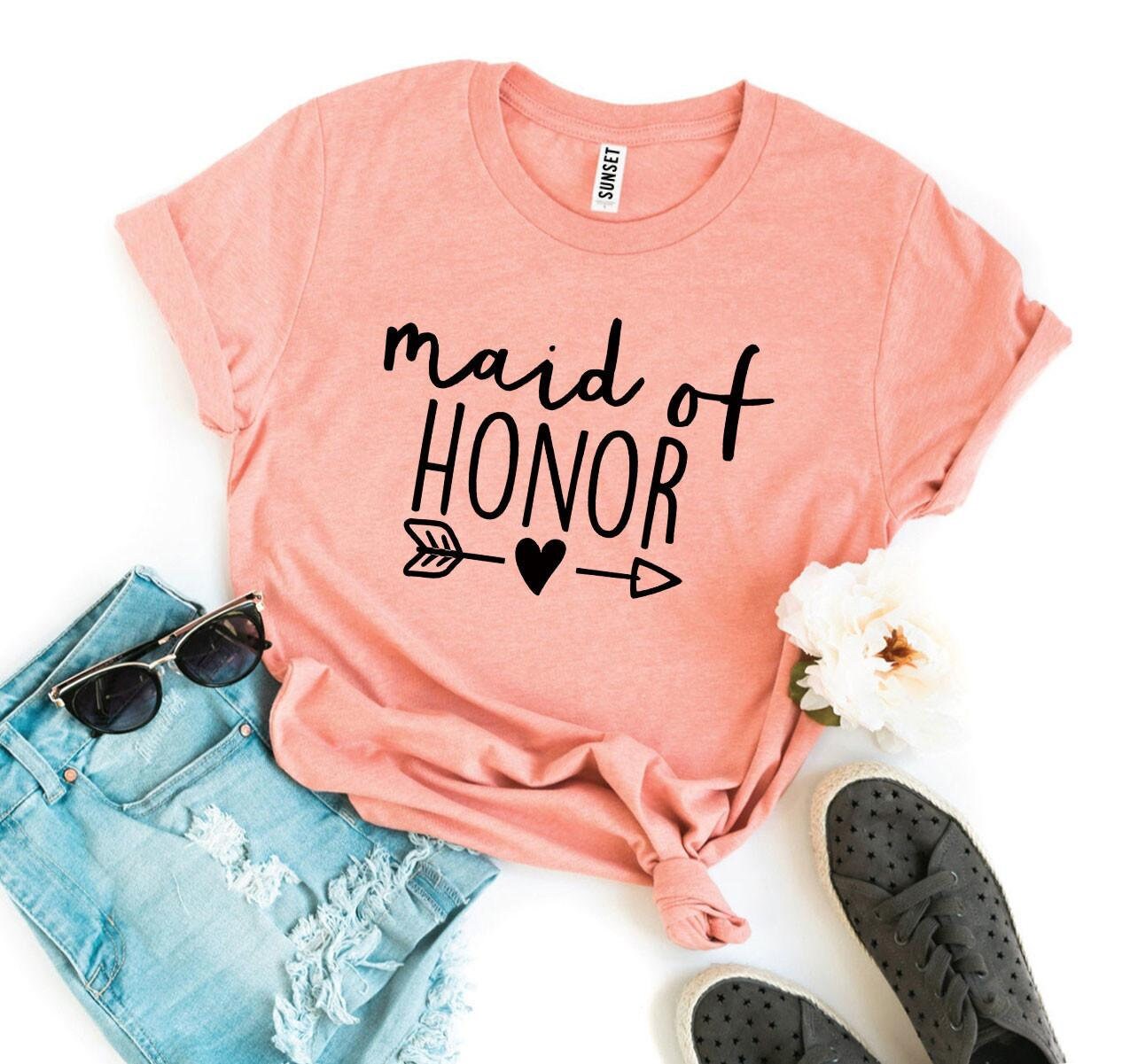 Maid of Honor T-shirt Cute Maid Honor Tee Bridal Tee - Etsy UK