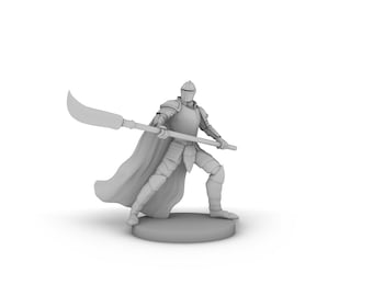 Human Helmed Fighter With Glaive Tabletop DND Gaming Miniature