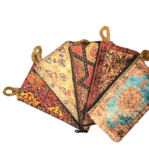 Velvet Coin Purse with Turkish Kilim/Carpet Designs