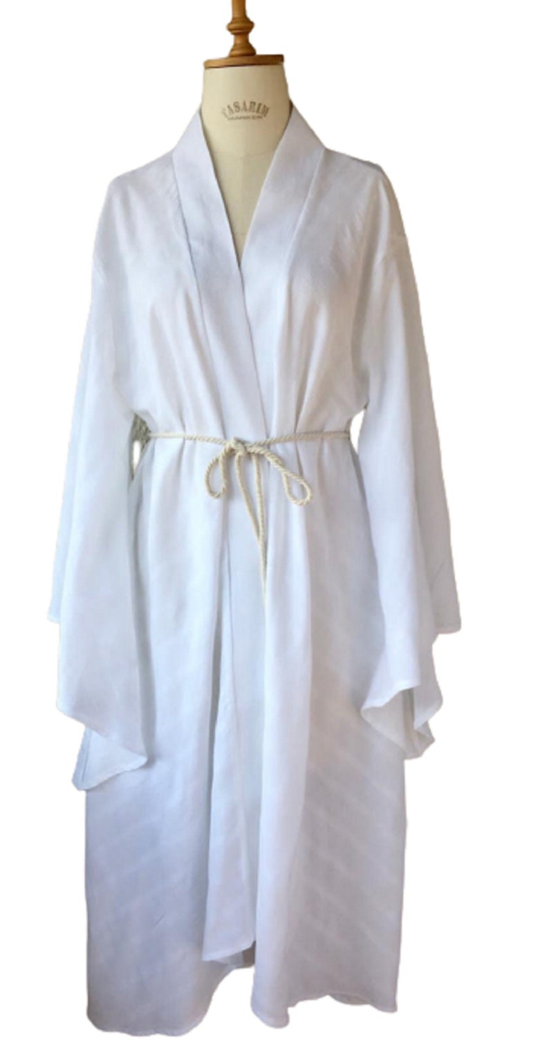 100% Turkish Cotton White Bindalli Robe With Rope Tie - Etsy Canada