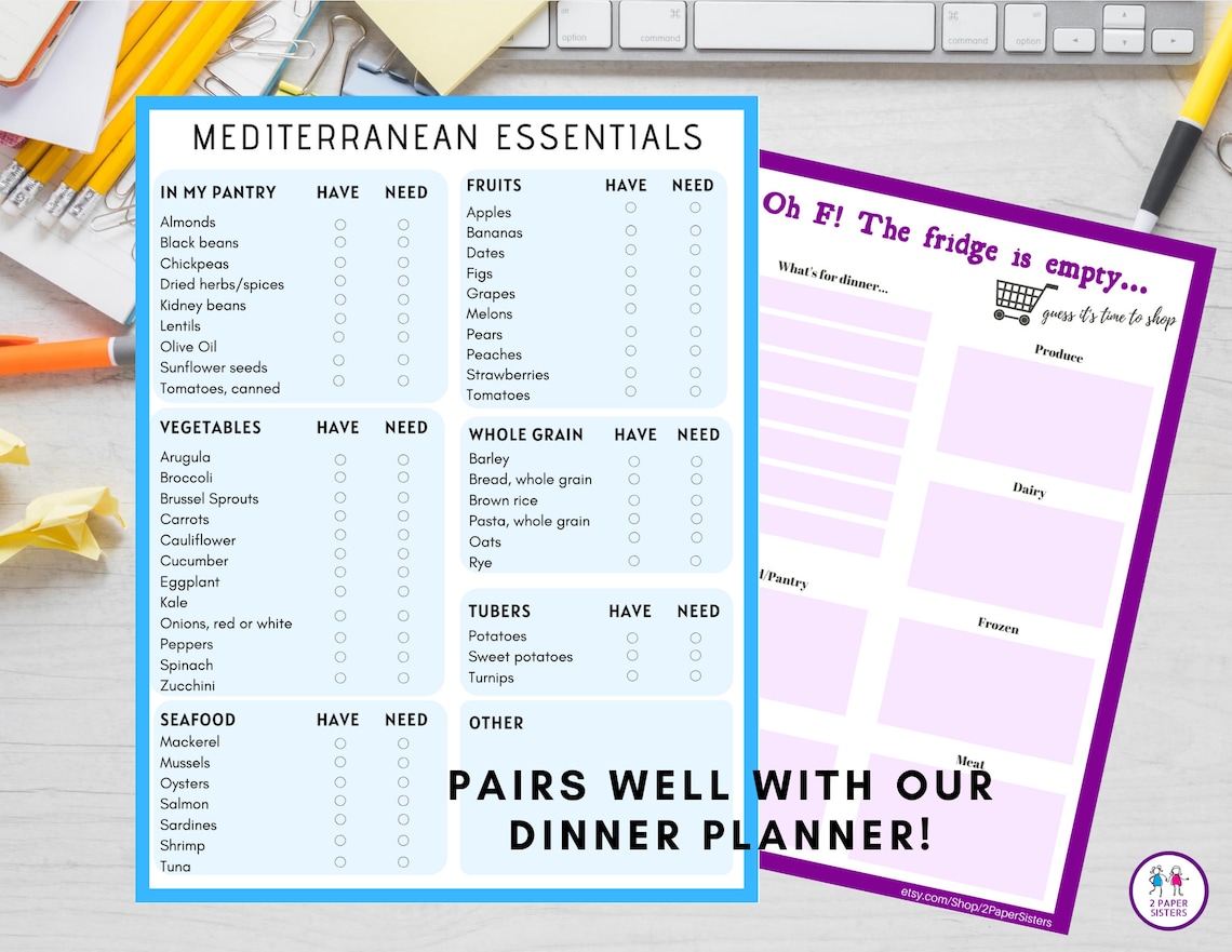 Pantry Essential Lists Mediterranean Diet Plant Based Diet - Etsy