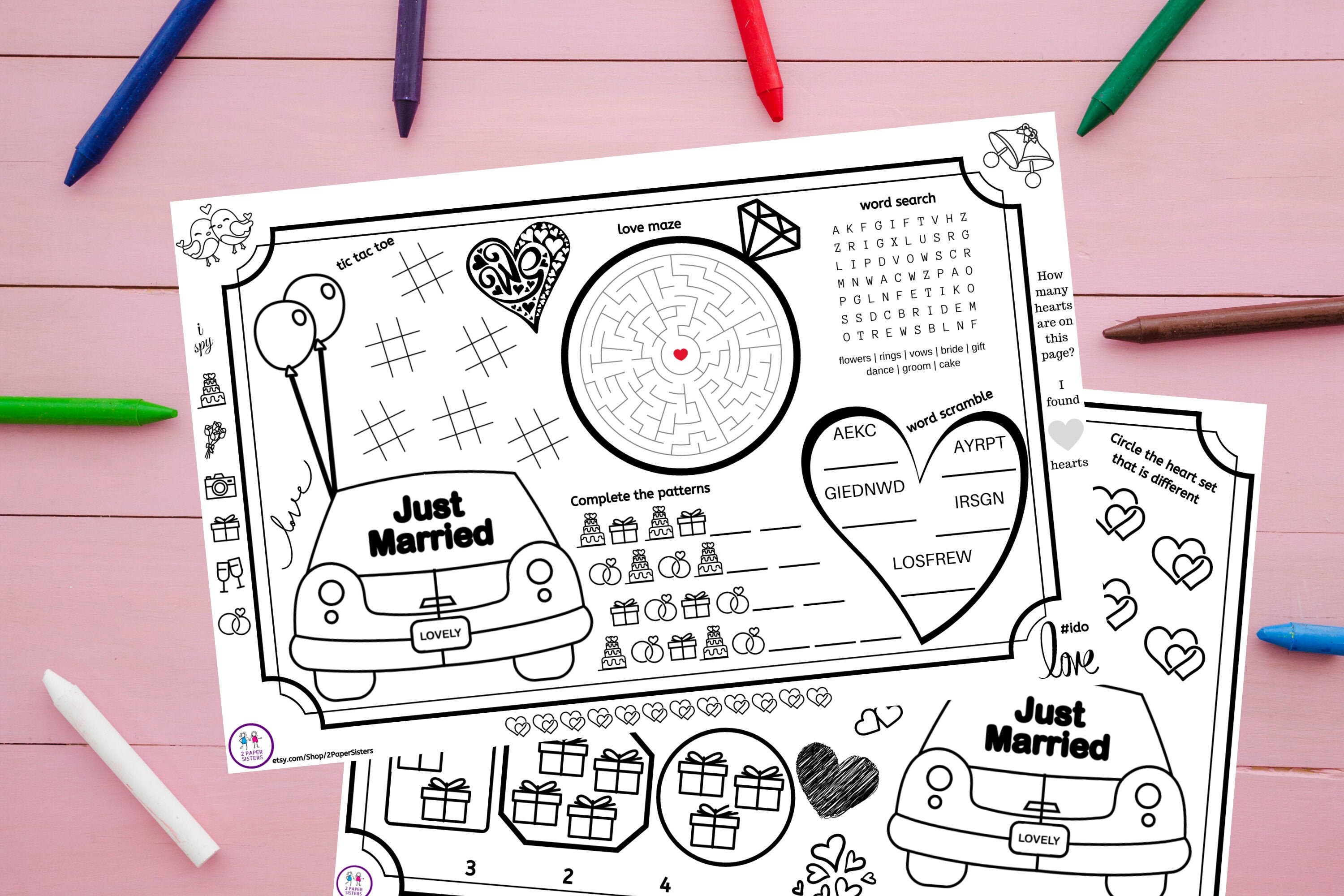 2 Wedding Activity Placemats Wedding I Spy Children's Etsy
