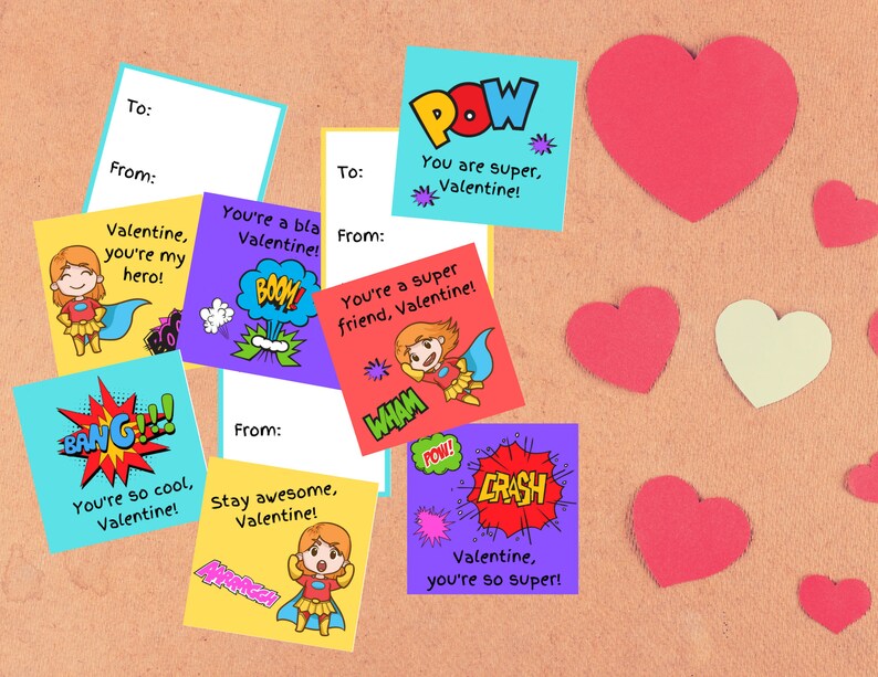 PRINTABLE Super Valentine's Day Cards, Kids Valentines, School ...
