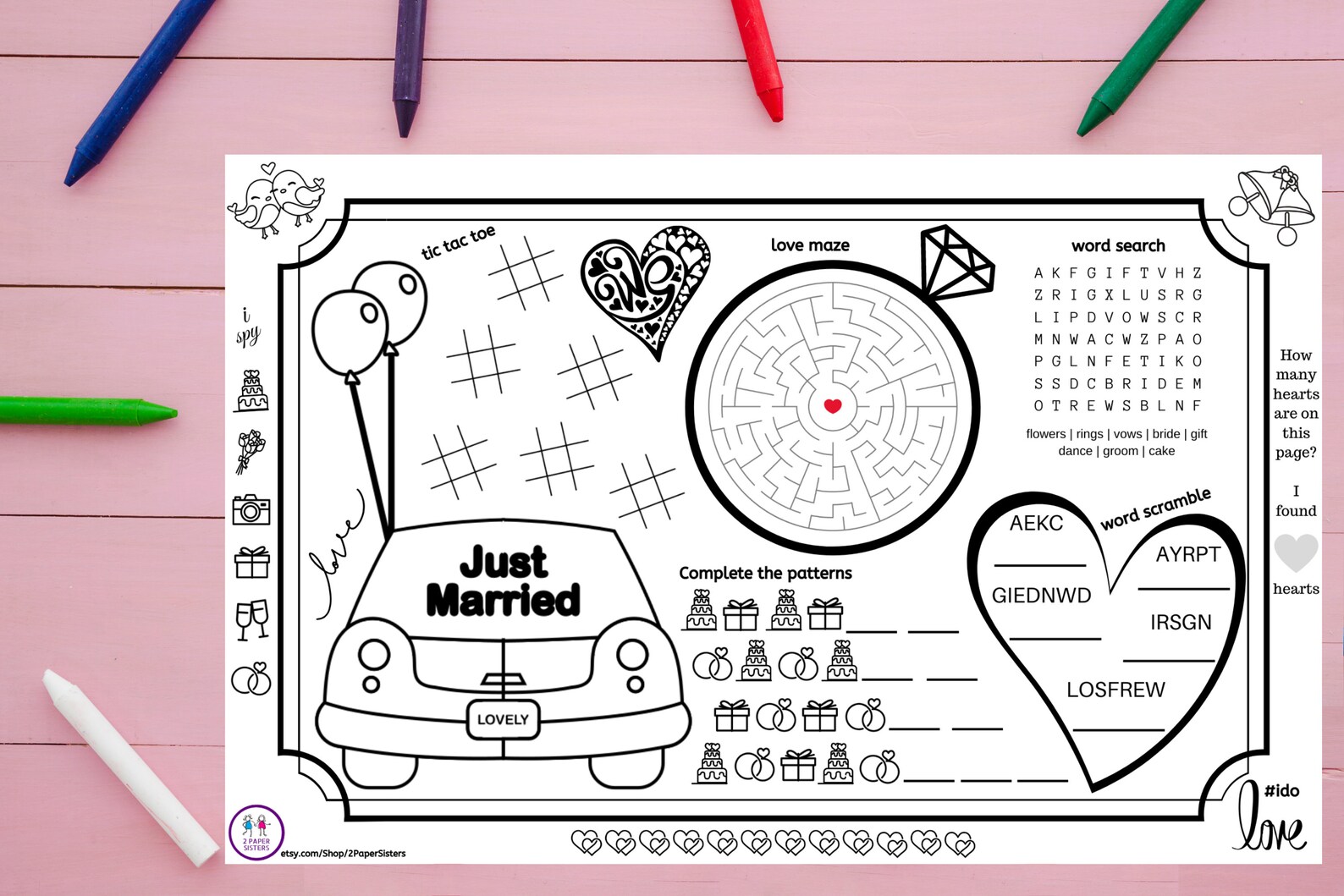 2 Wedding Activity Placemats Wedding I Spy Children's Etsy