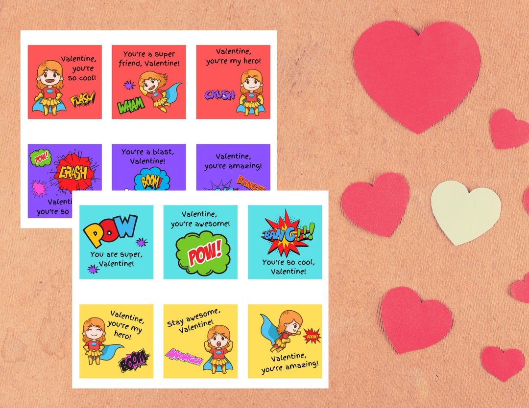 PRINTABLE Super Valentine's Day Cards, Kids Valentines, School ...