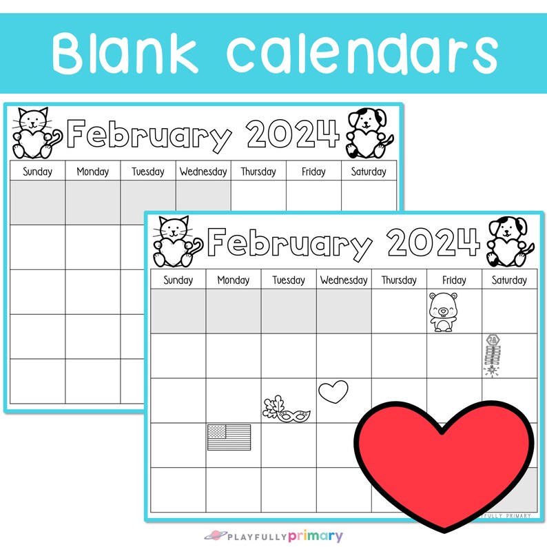 February Calendar 2024 Printable Calendar Tracing Worksheet, Traceable