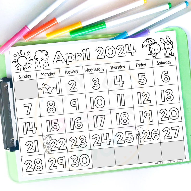 April Calendar 2024 Printable Calendar Tracing Worksheets, Calendar