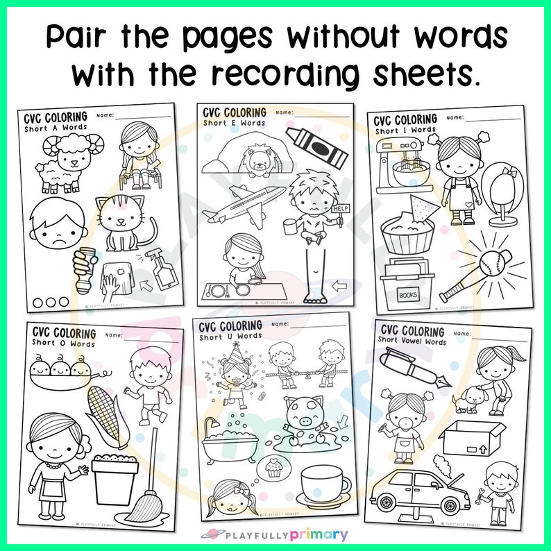 CVC Words Worksheets for Kindergarten and Preschool Phonics Activities