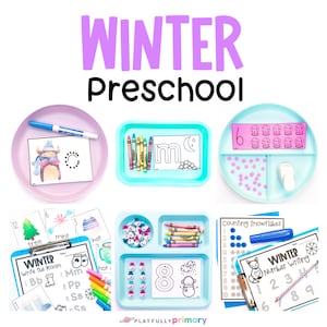 Winter Preschool Activities Pack Printable, Winter Homeschool Printables Preschool Worksheets, Winter Curriculum January Montessori PreK