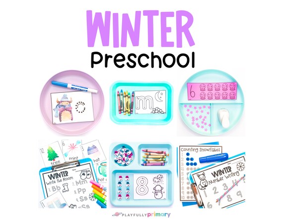 Winter Preschool Activities Pack Printable, Winter Homeschool Printables Preschool Worksheets, Winter Curriculum January Montessori PreK