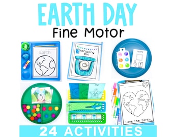 Earth Day Homeschool Printables Kindergarten + Earth Day Preschool Curriculum Worksheets Activities Centers Crafts, Earth Theme Fine Motor