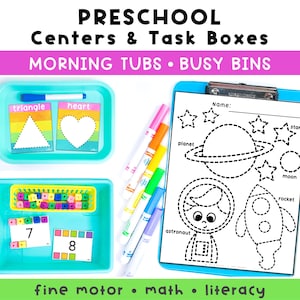 Voorschoolse centra en taakdozen | Prullenbakken voor Morning Tubs | Fijne motoriek PreK kleuterschool wiskunde- en alfabetiseringscentra