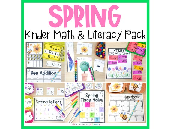 Spring Kindergarten Math & Literacy Homeschool Printable
