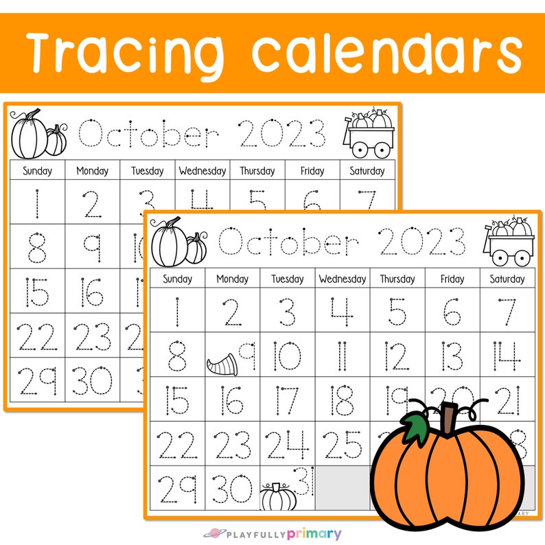 October Calendar 2023 Printable Calendar Tracing Worksheets