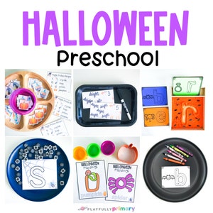 Preschool Halloween Activities, Halloween Activities for Preschoolers, Halloween Learning Printables, PreK Halloween Unit Study
