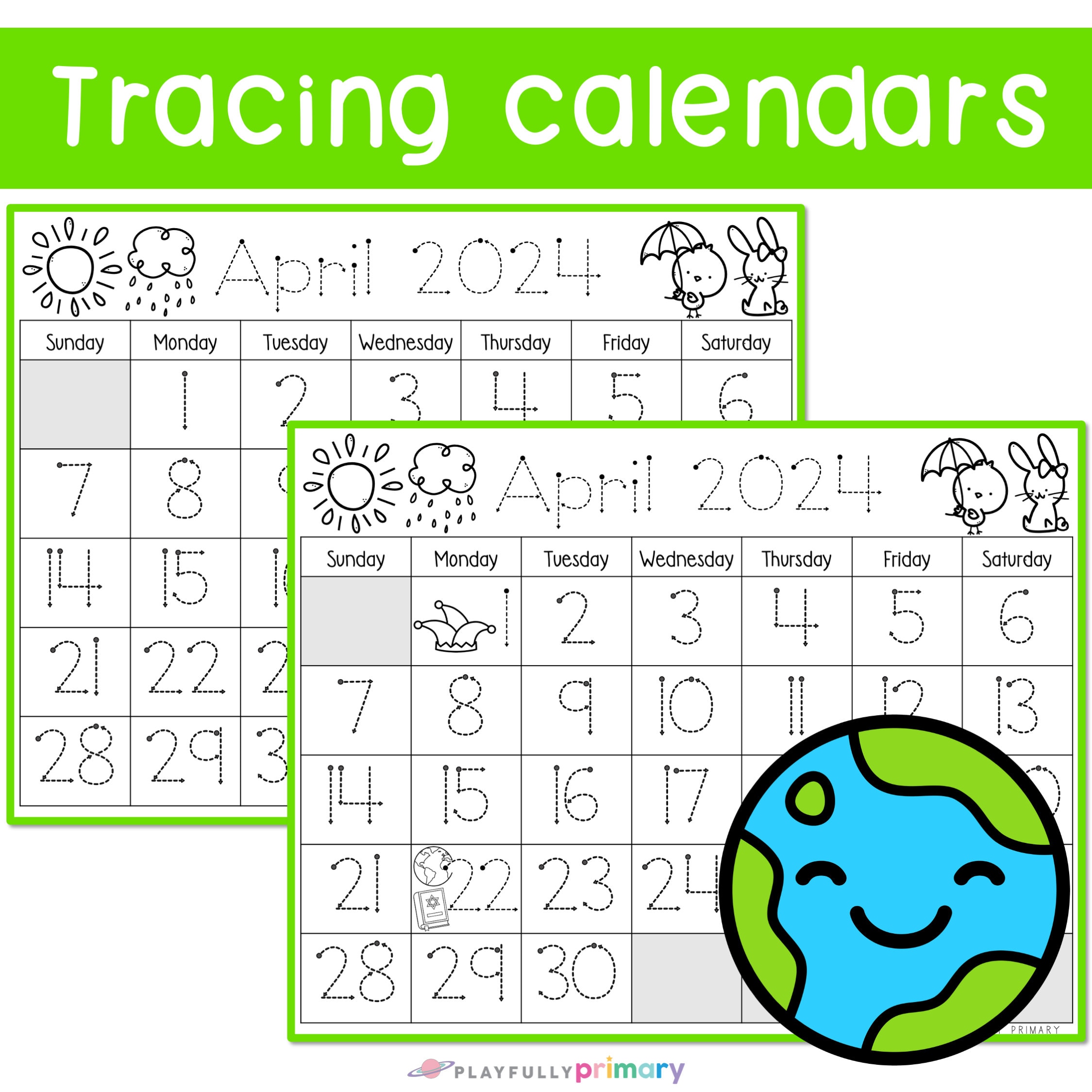 April Calendar 2025 Printable Calendar Tracing Worksheets, Calendar