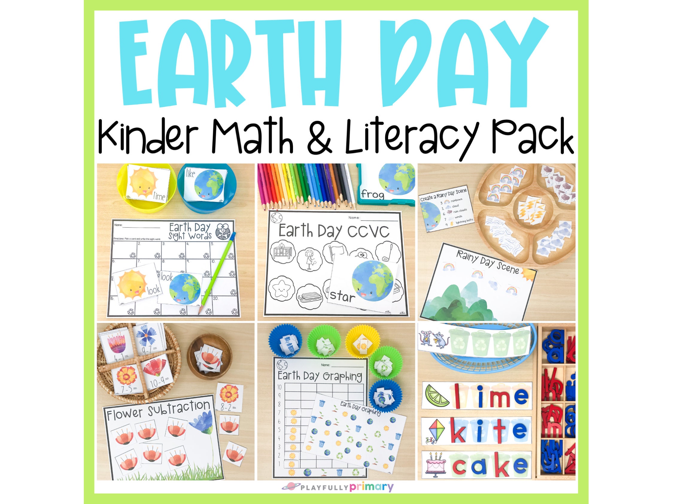 Earth Day Kindergarten Activities Homeschool Math & | Etsy