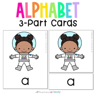 Alphabet Flashcards Printable, Letter Sound Recognition Montessori 3 Part Cards Alphabet Matching, Beginning Sounds Cards Alphabet Coloring