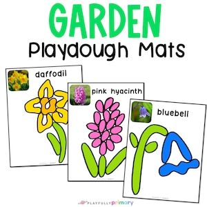 Garden Playdough Mats - Flower Unit Study Activity - Spring Play Dough - Montessori Flower Homeschool Printables - Spring Fine Motor Skills