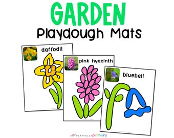 Garden Playdough Mats - Flower Unit Study Activity - Spring Play Dough - Montessori Flower Homeschool Printables - Spring Fine Motor Skills