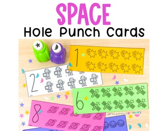 Space Hole Punch Fine Motor Skill Activity, Outer Space Preschool Theme, Space Homeschool Unit Study Printable, Montessori Space Theme