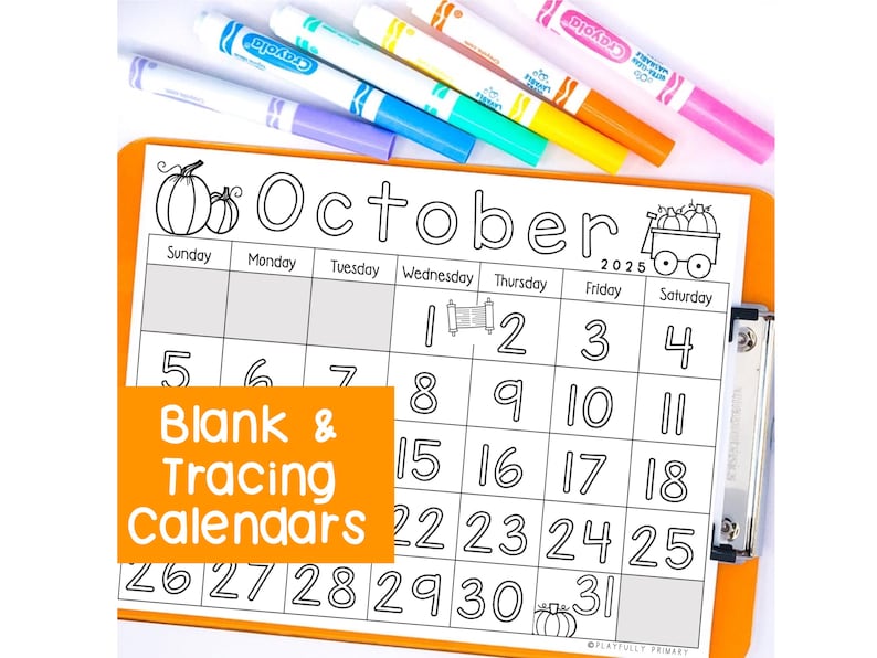 October Calendar 2025 Printable Calendar Tracing Worksheet Kindergarten Preschool Calendar Traceable Blank Calendar Template October 2025 Calendar PreK Handwriting Worksheets August Preschool Calendar Homework Monthly Tracing Calendar Number Practice
